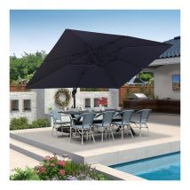 PURPLE LEAF Parasol Déporté en Aluminium 4 × 3 M Rectangulaire, Parasol de Jardin Extérieur, Adapté pour Balcon, Piscine, Terrasse, Gris