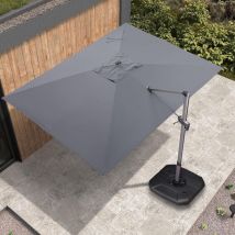 Parasol Déporté en Aluminium 2.7 × 3.5 m Rectangulaire, Parasol de Jardin Extérieur, Adapté pour Balcon, Piscine, Terrasse, Gris - Purple Leaf