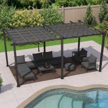 Pergola Aluminium pour Terrasse Extérieur, Toit Coulissante, Pavillon De Jardin, 5.5 x 2.9 m, Gris - Purple Leaf