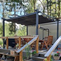 Pergola Aluminium pour Terrasse Extérieur, Toit Coulissante, Pavillon De Jardin, 4 x 3 m, Gris - Purple Leaf