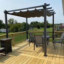Pergola Aluminium pour Terrasse Extérieur, Toit Coulissante, Pavillon De Jardin, 3 x 3 m, Gris - Purple Leaf