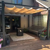 Pergola Aluminium pour Terrasse Extérieur, Toit Coulissante, Pavillon De Jardin, 3.65 x 3 m, Beige - Purple Leaf