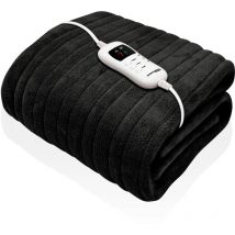 Purus Black Electric Throw Heated Blanket 160x120cm Soft Fleece Blanket Black