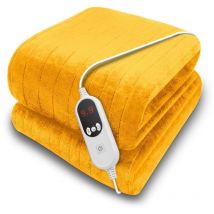 Purus - Gold Electric Throw Heated Blanket 160x120cm Soft Fleece Blanket Gold