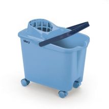 Fröhlich Wischeimer mit Schwenkrädern Breiter Abtropfeimer Maximale Festigkeit Polypropylen Fassungsvermögen 14 Liter Himmelblau Maße: 25,5x39x36,5 cm