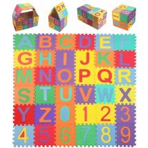 Yzmrbdqc - Tapis de jeu pour enfants, 1616cm Tapis de puzzle pour enfants avec lettres de 0 à 9 36 pièces de a à z & chiffres tapis de puzzle lettres