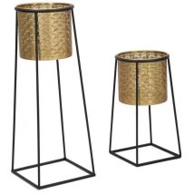 Portavasi in Metallo Dorato Set da 2 – Ø 23x45 cm e Ø 26x70 cm – Elegante Design per Interni – Mauroferretti