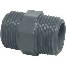 Profec - Doppelnippel mit Achtkant, pvc-u, 3 Zoll ag, 10 bar, grau