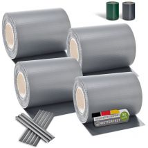 Juskys - pvc Sichtschutzstreifen Doppelstabmatten Zaun 4er Set - 4 Rollen á 35m x 19cm - Befestigungsclips - Zaunfolie Sichtschutz Windschutz –