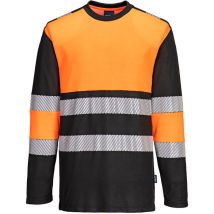 T-Shirt Hi-Vis Classe 1 l/s PW3 Orange/Noir s