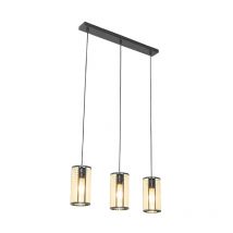 Akira - Suspension multiples - 3 lumière - l 650 mm - Noir - Oriental - éclairage intérieur - Salon i Chambre i Cuisine i Salle à manger - Qazqa