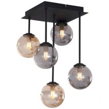 QAZQA athens - Plafonnier - 5 lumière - Ø 25.5 cm - Noir et Or - Moderne - éclairage intérieur - Salon I Chambre I Cuisine I Salle à manger