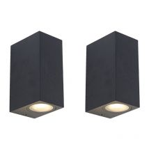 Baleno - Applique murale - 2 pièces - l 6.5 cm - Noir - Moderne, Design - éclairage extérieur - Qazqa