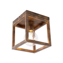 Cage - Plafonnier - 1 lumière - l 18 cm - Marron - Rustique - éclairage intérieur - Salon i Chambre i Cuisine i Salle à manger - Qazqa