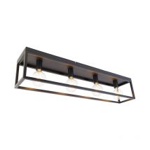 Cage - Plafonnier - 4 lumière - l 99.5 cm - Noir - Rustique - éclairage intérieur - Salon i Chambre i Cuisine i Salle à manger - Qazqa