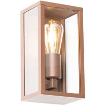Charlois - led Dimmable Applique murale variateur inclus - 1 lumière - l 14 cm - Brun rouille - Rustique - éclairage extérieur - Salle de bains