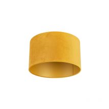QAZQA cilinder velours - Abatjour - Ø 350 mm - Jaune -