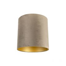 Cilinder velours - Abatjour - ø 400 mm - Taupe - - Qazqa