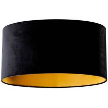 Cilinder velours - Abatjour - l 50 cm - Noir et Or - - Qazqa