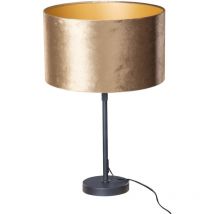Qazqa - Clásico/Antiguo Lámpara de mesa negra con pantalla de terciopelo bronce 35 cm - Parte Terciopelo /Textil /Acero Adecuado para led Max. 1 x 60