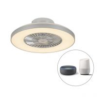 Climo - led Dimmable Ventilateur de plafond variateur inclus - 1 lumière - ø 60 cm - Argenté - Moderne - éclairage intérieur - Salon i Chambre i