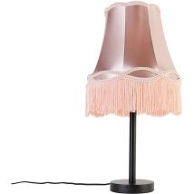 Clásico/Antiguo Lámpara de mesa clásica negra pantalla granny rosa 30 cm - Simplo Textil /Acero Redonda Adecuado para led Max. 1 x 40 Watt - Qazqa