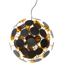 Qazqa - Diseño Lámpara colgante de diseño negra y dorada - Cerchio Acero /Plástico Esfera Adecuado para led Max. 5 x 40 Watt