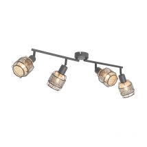 Diseño Plafón de diseño negro con dorado 4 luces oblongo - Noud Acero Alargada Adecuado para led Max. 4 x 25 Watt - Qazqa