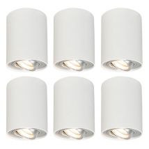 Diseño Set de 6 focos blancos giratorios e inclinables - Rondoo 1 Up Aluminio Cilíndra Adecuado para led Max. 1 x 50 Watt - Qazqa