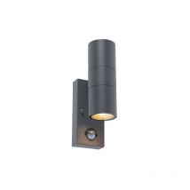 Duo - Eclairage exterieur avec detecteur de mouvement - 2 lumière - h 210 mm - Gris foncé - Moderne - éclairage extérieur - Qazqa