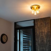 Facil - Plafonnier - 3 lumière - ø 250 mm - Doré - Design, Moderne - éclairage intérieur - Salon i Chambre i Cuisine i Salle à manger - Qazqa