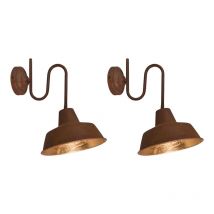QAZQA Factory - Applique murale - 2 pièces - H 410 mm - Brun rouille - Rustique - éclairage intérieur - Salon I Chambre I Cuisine I Salle à manger