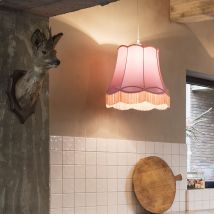 Granny - Suspension - 1 lumière - ø 450 mm - Rose - Rétro - éclairage intérieur - Salon i Chambre i Cuisine i Salle à manger - Qazqa