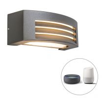 Hurricane - led Dimmable Applique murale variateur inclus - 1 lumière - l 28.7 cm - Gris foncé - Moderne - éclairage extérieur - Qazqa