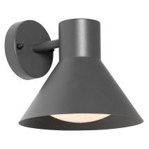 Qazqa - Industrial Lámpara de pared exterior industrial gris oscuro cono IP44 - Natas Acero /Vidrio Redonda Adecuado para led Max. 1 x 40 Watt