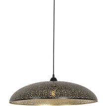 Qazqa - Oriental Lámpara colgante oriental negra con dorado 60 cm - Japke Acero Redonda Adecuado para led Max. 1 x 60 Watt