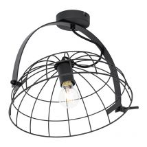 Industrial Plafón industrial negro 35 cm regulable - Hanze Acero Redonda Adecuado para led Max. 1 x 60 Watt - Qazqa