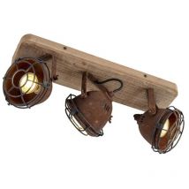 Qazqa - Industrial Foco inteligente marrón óxido inclinable con 3 GU10 WiFi - Gina Madera /Acero Alargada Adecuado para led Max. 3 x 5 Watt