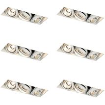Juego de 6 focos empotrables blancos GU10 AR70 sin borde 3 luces - Oneon Acero Adecuado para led Max. 3 x 50 Watt - Qazqa