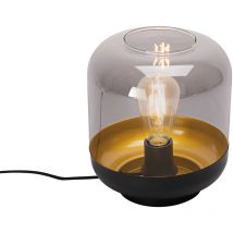 Qazqa - kyan - Lampe de table - 1 lumière - ø 21 cm - Noir et Or - Design - éclairage intérieur - Salon i Chambre i Cuisine i Salle à manger