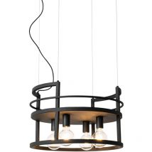 QAZQA Lampada a sospensione cage rack - Industriale - Acciaio - Nero - Tondo Max. 4 x Watt