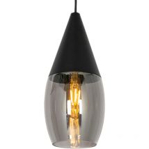 Lampada a sospensione drop - Moderno - Vetro,Alluminio - Nero/Grigio - Ovale Max. 1 x Watt - Qazqa