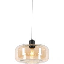 Lampada a sospensione bizle - Art déco - Vetro,Acciaio - Beige/Nero - Tondo Max. 1 x Watt - Qazqa