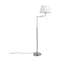 Lampada da terra con braccio girevole ladas - Moderno - Acciaio,Tessuto - Bianco/Acciaio - Tondo Max. 1 x Watt - Qazqa
