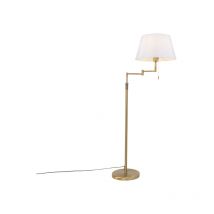 Lampada da terra con braccio girevole ladas - Moderno - Acciaio,Tessuto - Bronzo/Bianco - Tondo Max. 1 x Watt - Qazqa