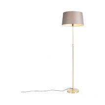 Lampada da terra con paralume parte fl - Rustico - Acciaio,Tessuto - Taupe/Oro/Ottone - Oblungo/Cilindro/Tondo Max. 1 x Watt - Qazqa