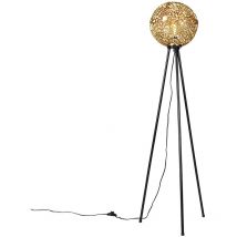 Maro - Lampadaire - 1 lumière - h 140 cm - Noir et Or - Art Deco - éclairage intérieur - Salon i Chambre i Cuisine i Salle à manger - Qazqa