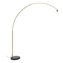 Qazqa - Moderno Lámpara de arco de latón y base de mármol negro regulable - xxl Acero /Mármol Alargada Adecuado para led Max. 1 x 60 Watt