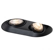 Moderno Foco empotrado redondo negro GU10 50 mm 2 luces - Hubs Metálica Ovalada Adecuado para led Max. 2 x 10 Watt - Qazqa