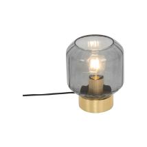 Moderno Lámpara de mesa moderna latón con cristal ahumado - Stiklo Vidrio /Acero Redonda Adecuado para led Max. 1 x 25 Watt - Qazqa